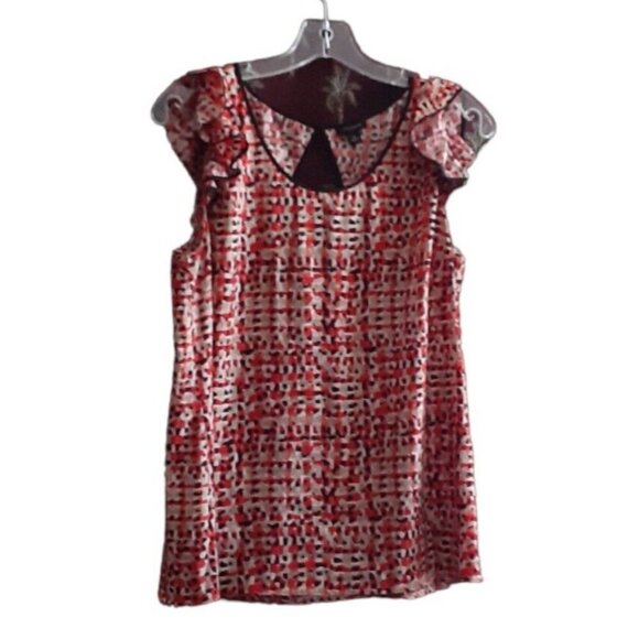 Ann Taylor Top Blouse Flutter Cap Sleeve Cutout Back Spring Summer Top 8 - Picture 6 of 16